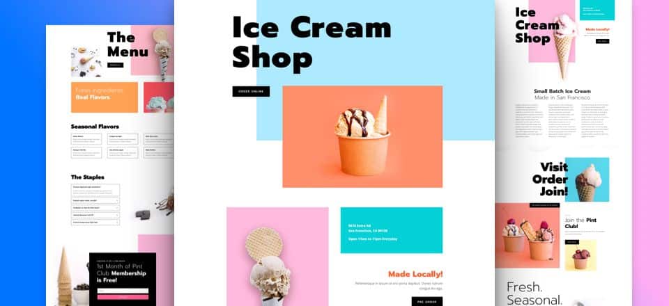 Ice Cream Shop Divi Layout Pack