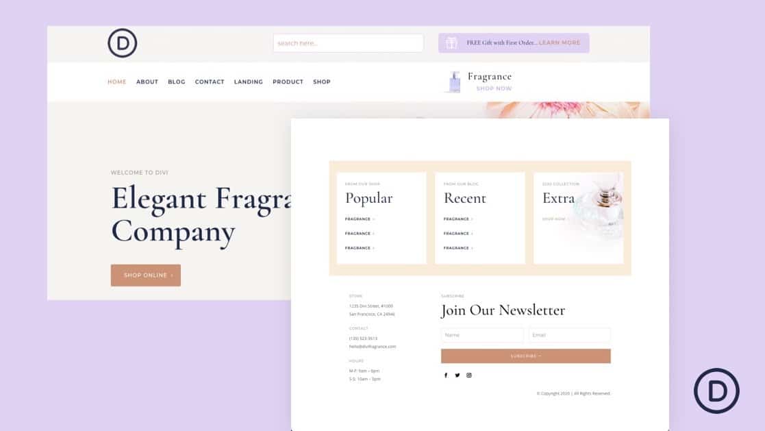 Header & Footer for Perfumery Layout Pack